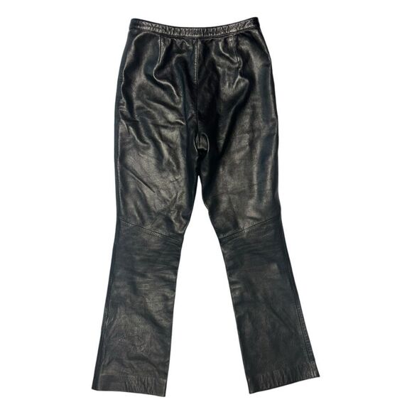 Lord & Taylor Black Lambskin Leather Pants Size 4 Petite Moto Biker - Picture 4 of 4